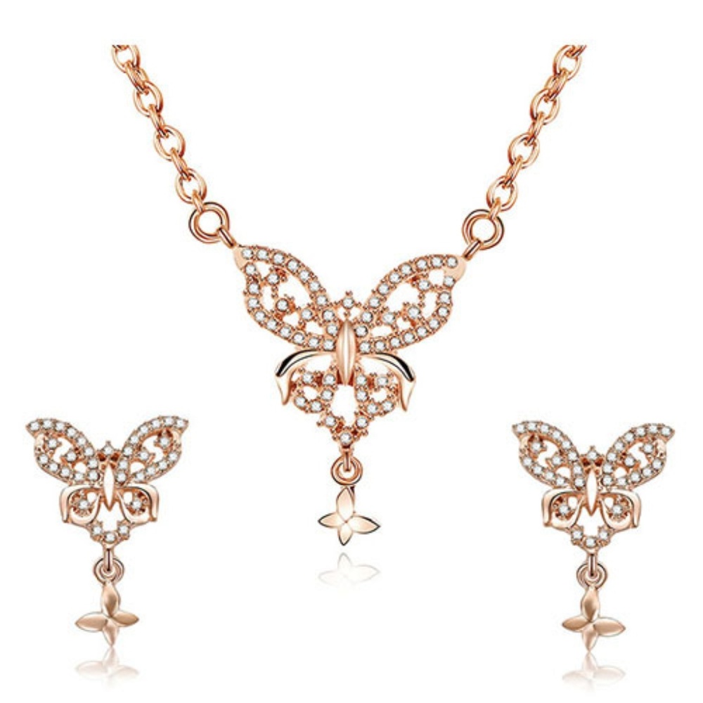 Elegant Butterfly Necklace Jewelry Set